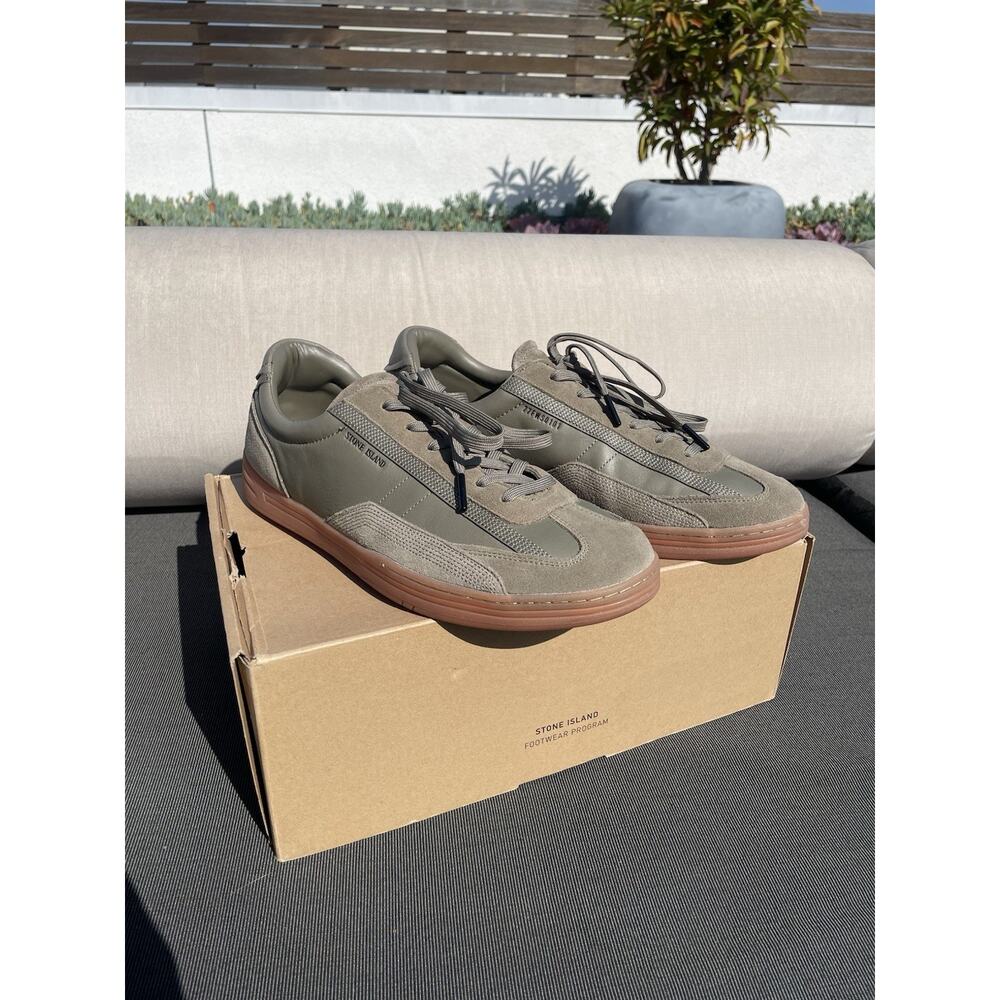 NEW STONE ISLAND SHOES MODEL 101 MILITARY TRAINER GREEN SNEAKERS | Size 13
